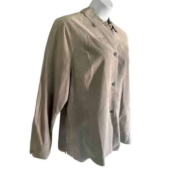 Lord & Taylor Grey Button Up Suede Leather Jacket Women's Size 1X NEW NWT - Picture 4 of 10